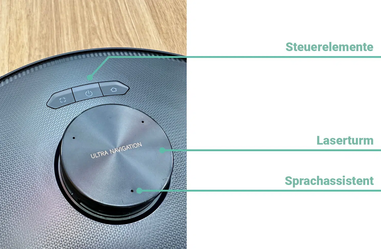 Auf der Oberseite des Mova Z50 Ultra befinden sich Steuerelemente und ein Laserturm