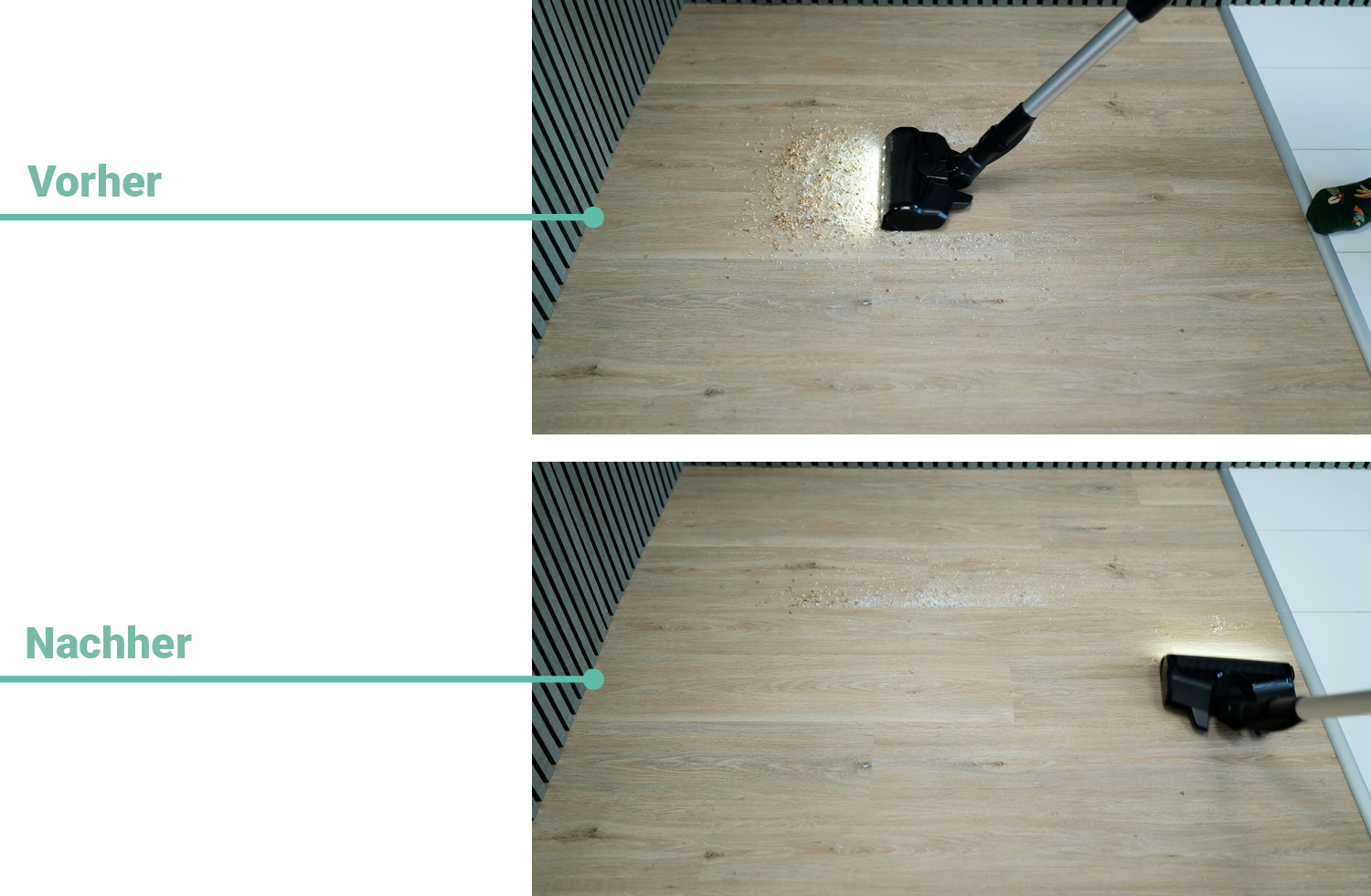 Bosch Unlimited 7 ProHygienic Aqua - Die ermittelte Saugleistung auf Hartboden