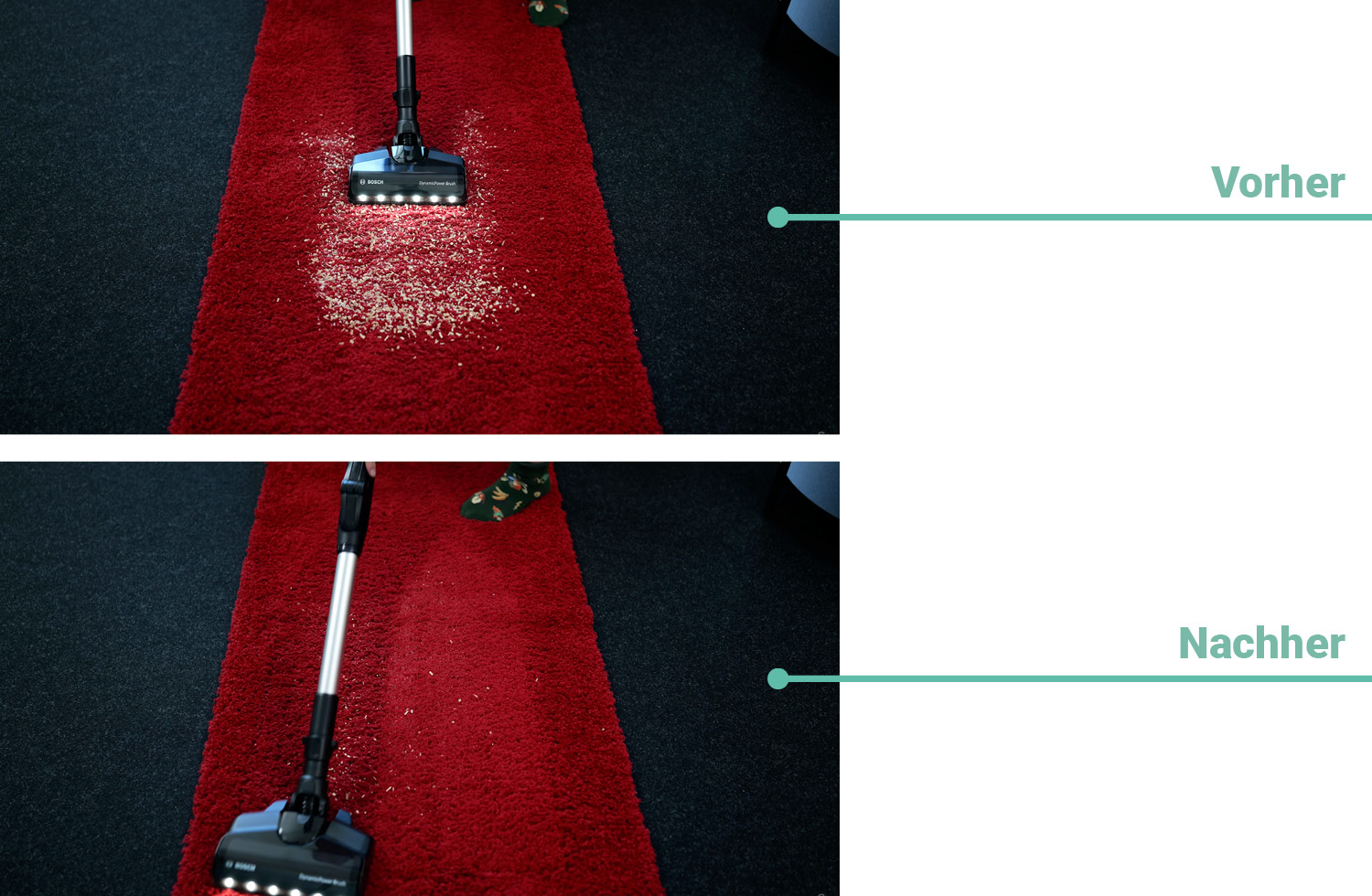 Bosch Unlimited 7 ProHygienic Aqua - Die ermittelte Saugleistung auf Teppichboden