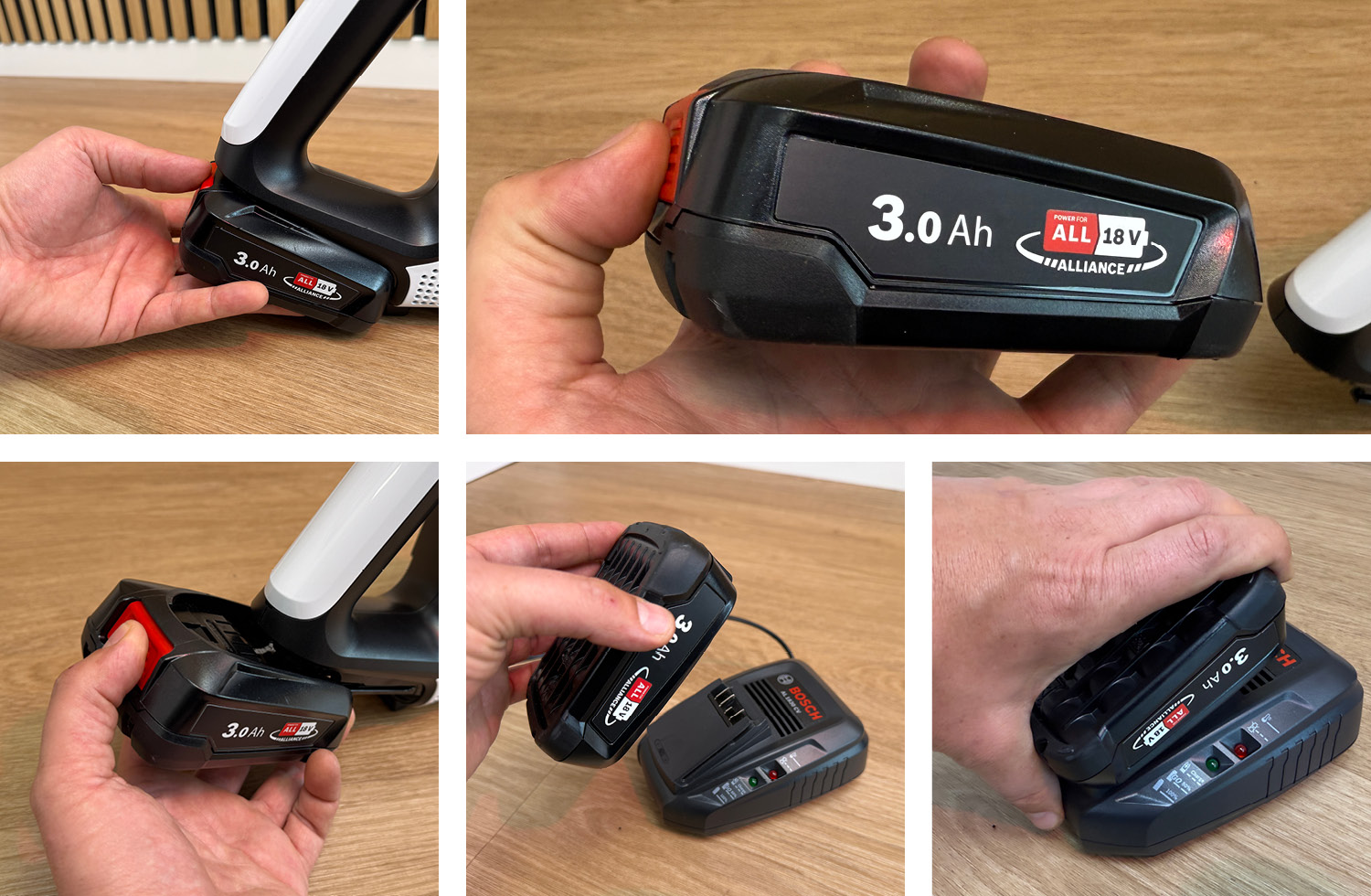 Der Akku des Bosch Unlimited 7 ProHygienic Aqua ist wechselbar und kann in der Schnellladestation aufgeladen werden.