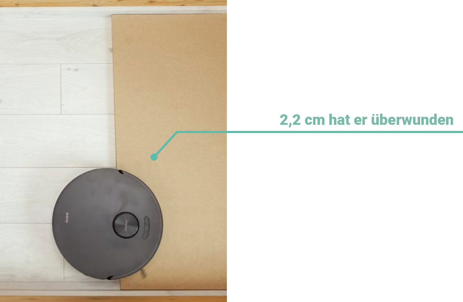 Der Mova Z50 Ultra konnte eine harte Kante mit 2,2 cm Höhe überwinden