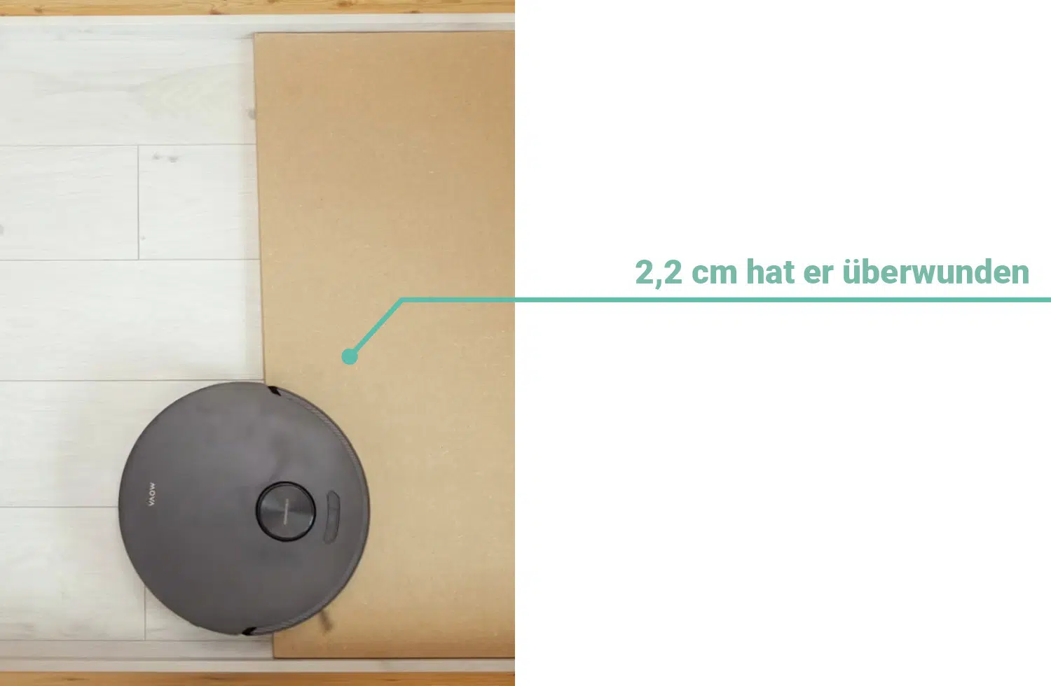 Der Mova Z50 Ultra konnte eine harte Kante mit 2,2 cm Höhe überwinden