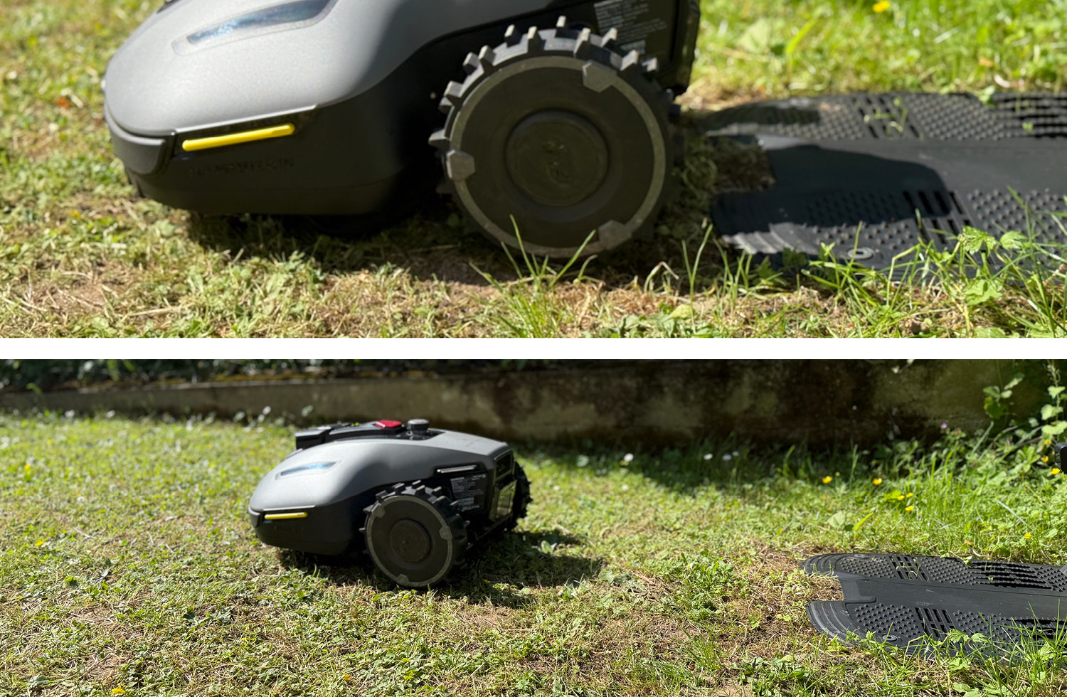 Der YUKA Mini verlässt automatisch die Station beim Start des Mähvorgangs