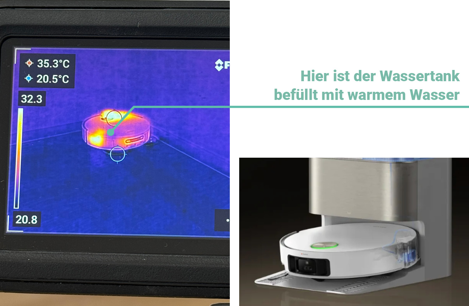Der interne Wassertank wird mit heißem Wasser befüllt