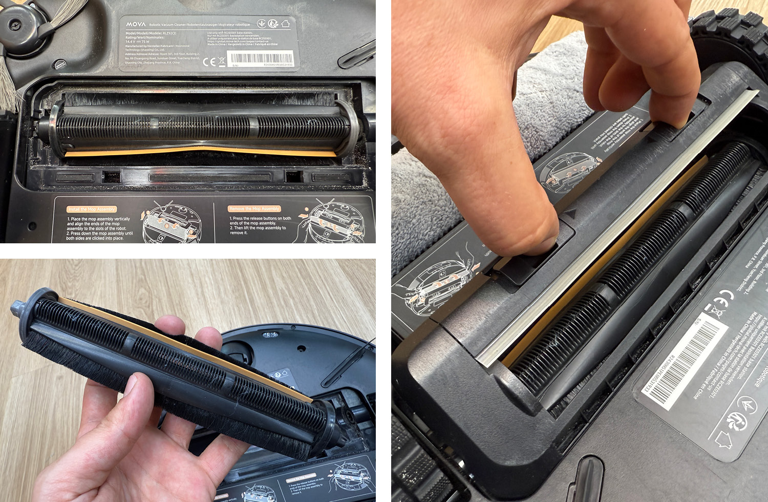 Die Bodenbürste des Mova Z50 Ultra besitzt eine Haarschneidefunktion