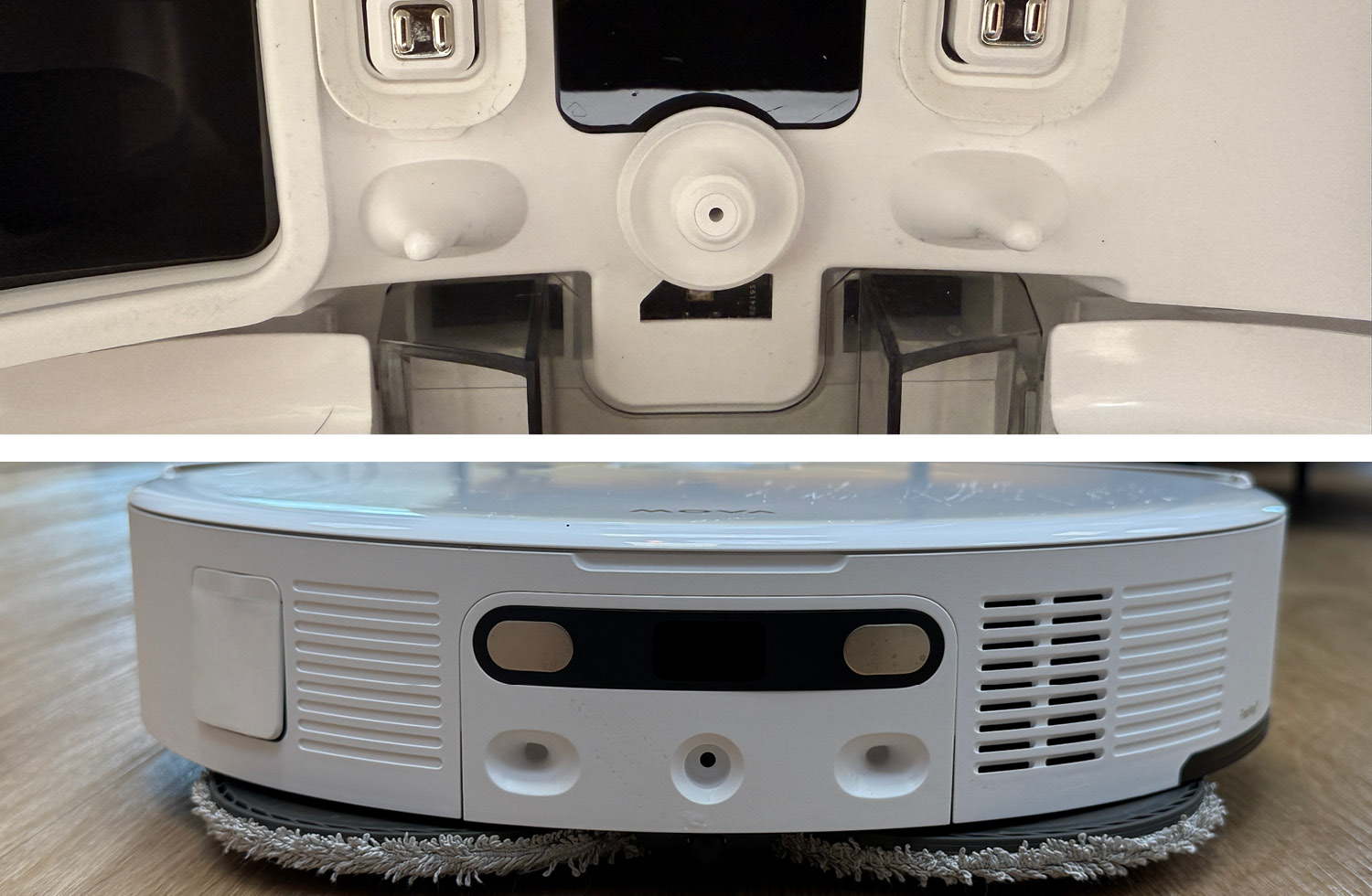 Die Station füllt den internen Wassertank des Mova V50 Ultra Complete automatisch mit heißem Wasser auf