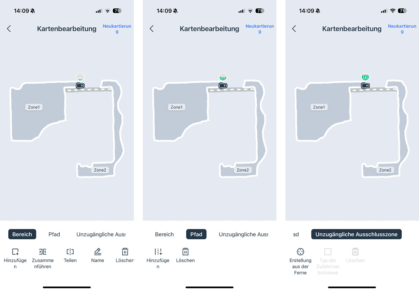 ECOVACS GOAT A1600 RTK - App - Kartenbearbeitung
