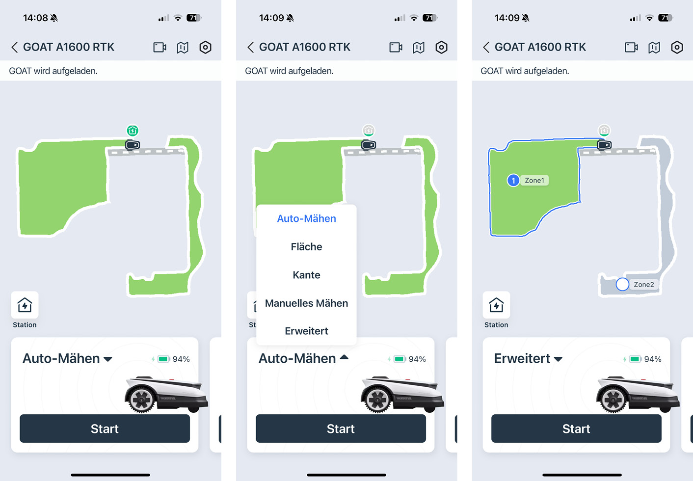 ECOVACS GOAT A1600 RTK - App - Startseite