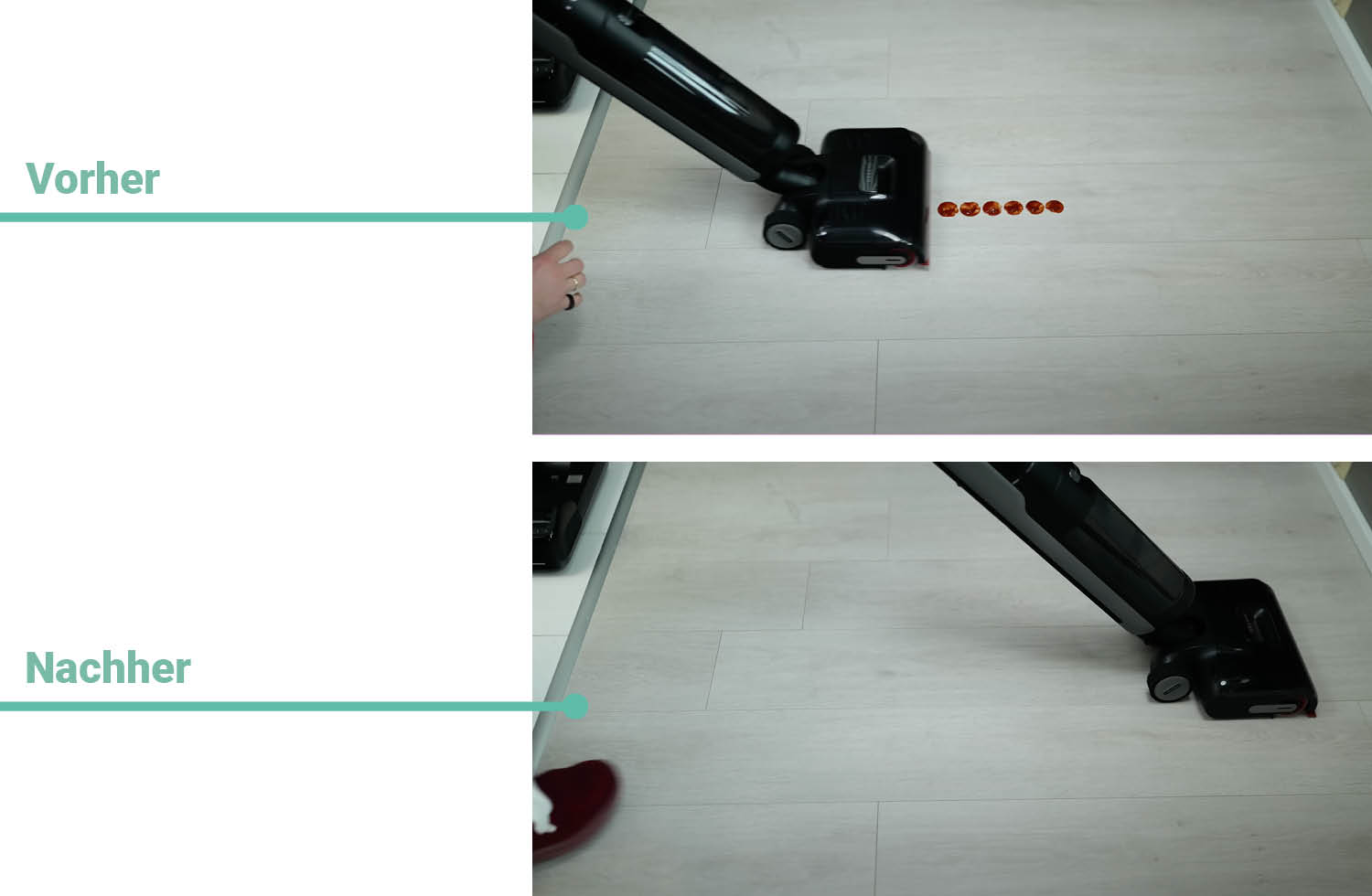 Flüssige Verschmitzung Reinigungsergebnis Dreame H15 Pro