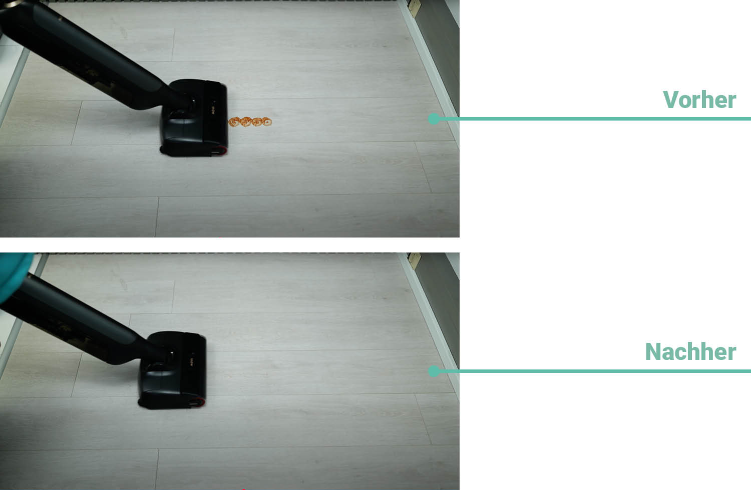 Hier das reinigungsergebnis des Mova X10 bei eingetrocknetem Ketchup