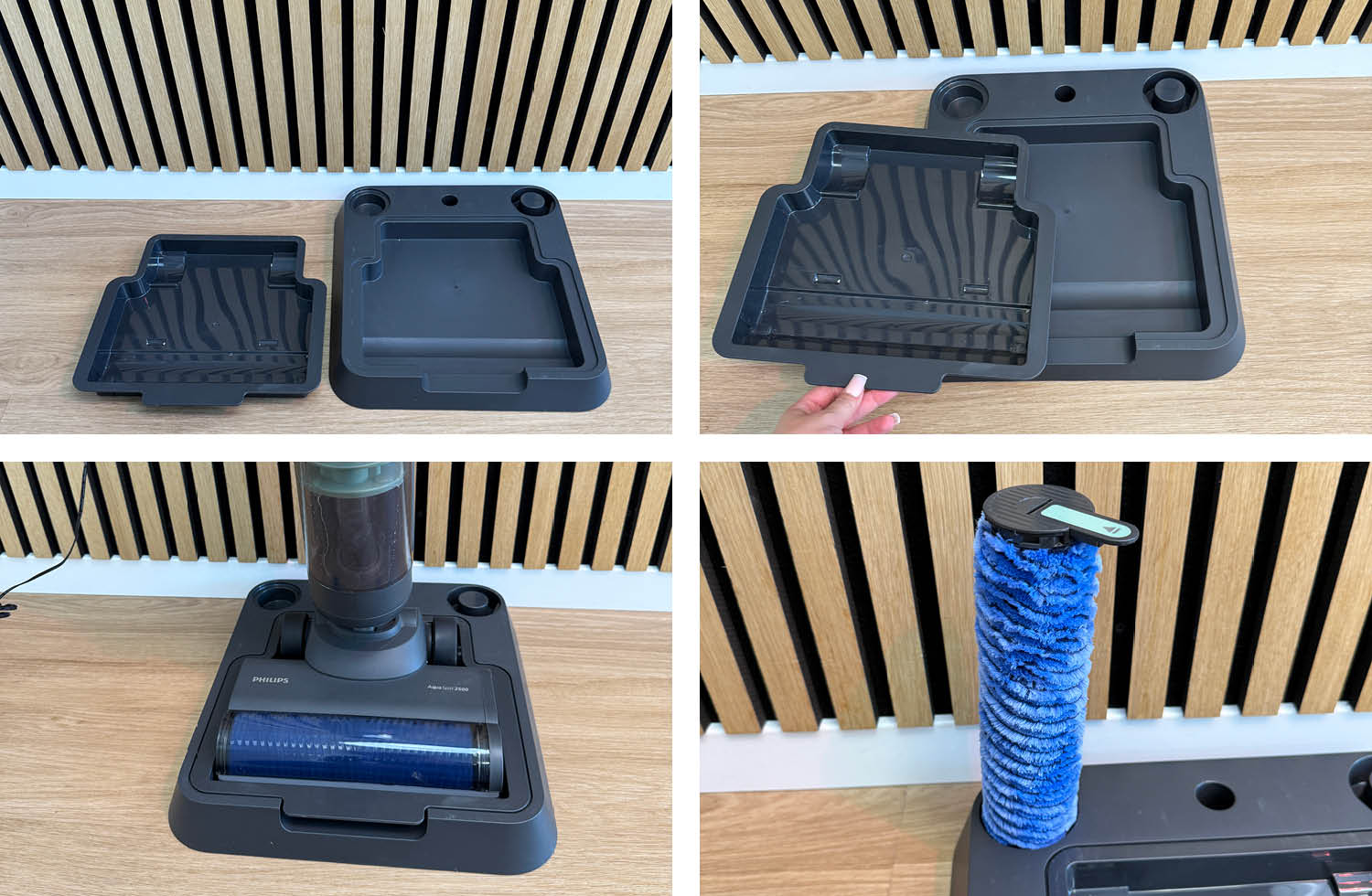 Hier sehen wir die Basisstation des Philips AquaTrio 7000 Cordless