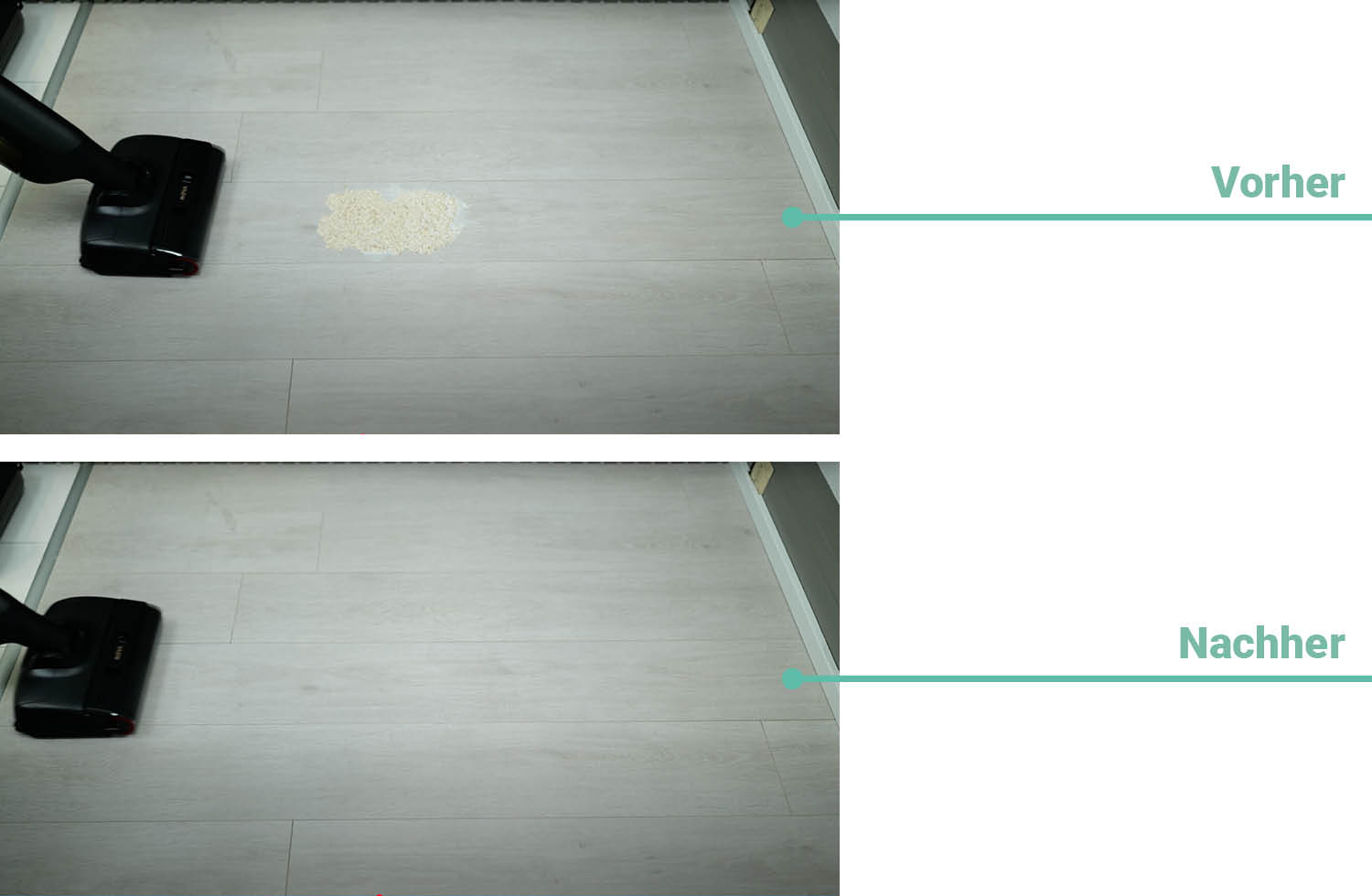 Hier seht ihr das Reinigungsergebnis dickflüssiger Verschmutzungen des Mova M10