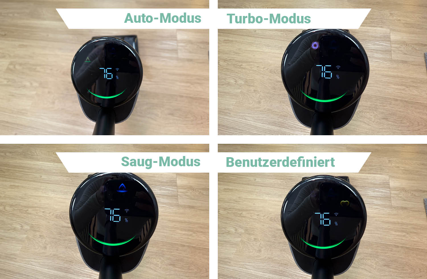 Hier seht ihr die verschiedenen Modi des Dreame H15 Pro