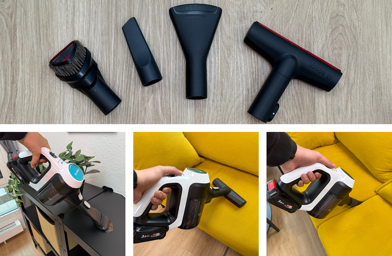 Im Lieferumfang liegen verschiedene Aufsätze für den Bosch Unlimited 7 ProHygienic Aqua bei