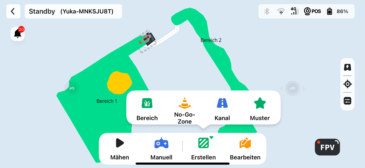 Mammotion YUKA Mini - App - Kartenbearbeitung