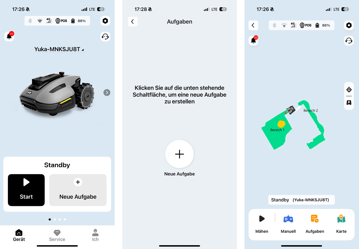 Mammotion YUKA Mini - App - Startseite
