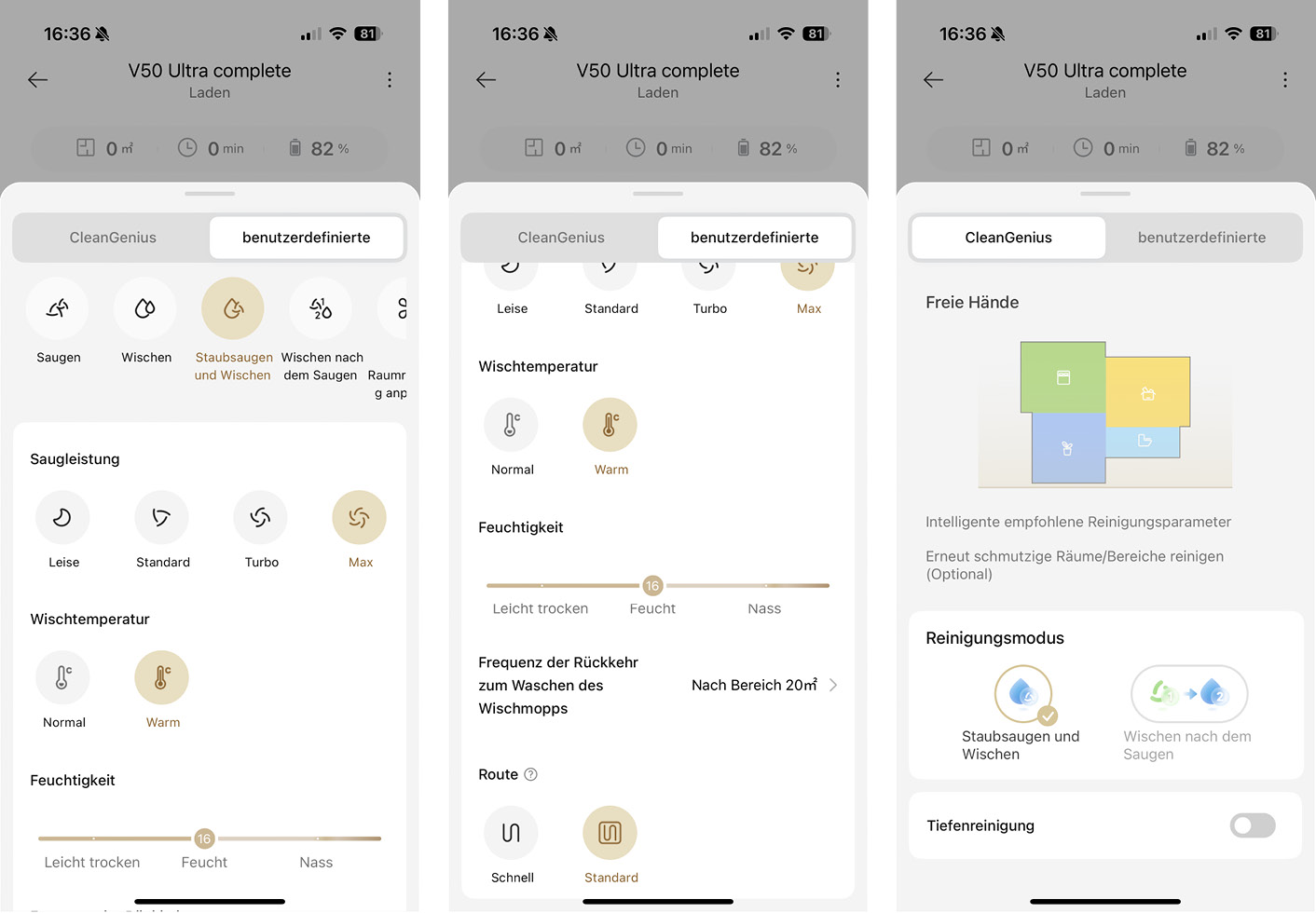 Mova V50 Ultra Complete - App - Reinigung