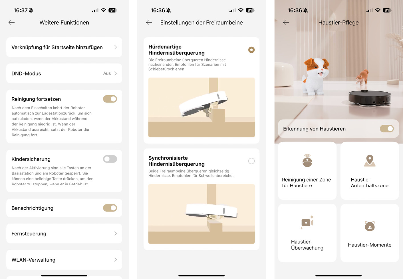 Mova V50 Ultra Complete - App - Robotereinstellungen