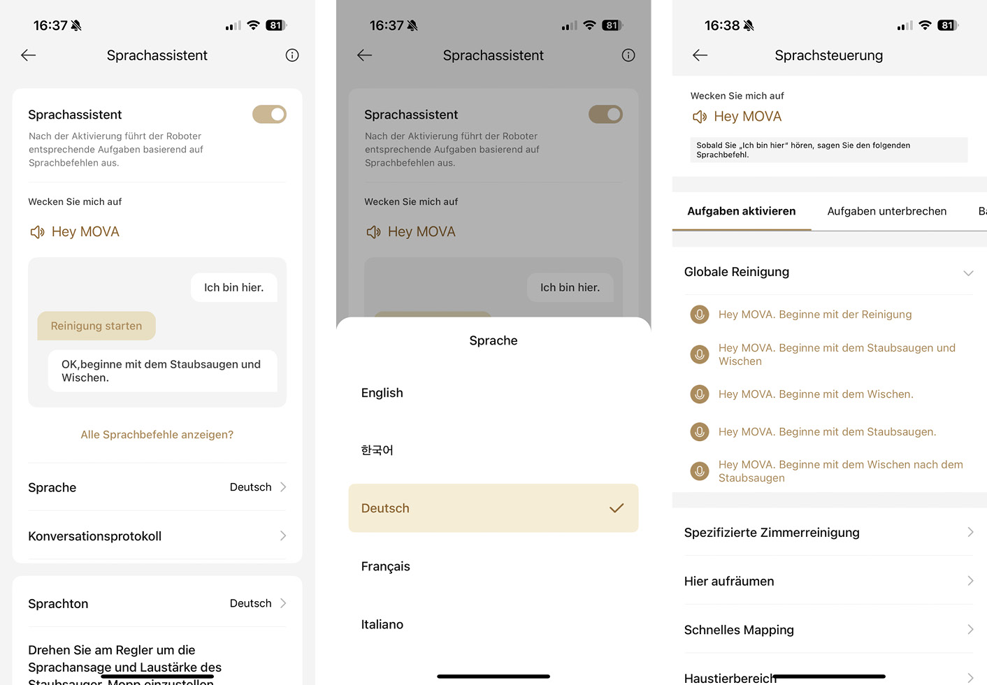 Mova V50 Ultra Complete - App - Sprachassistent