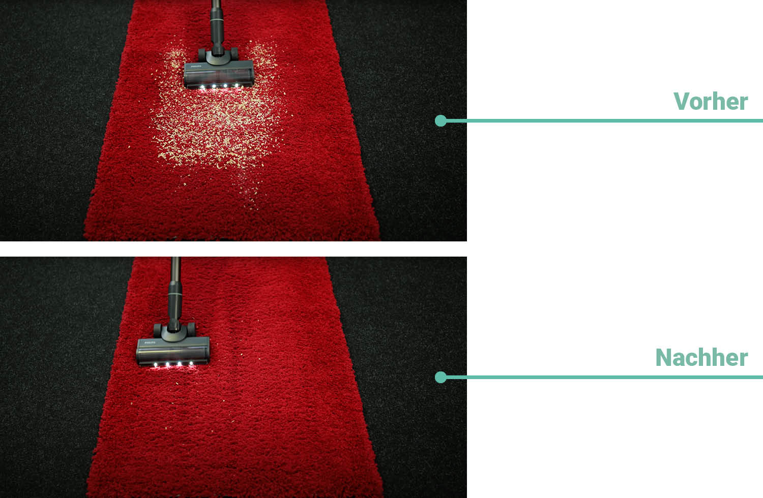 Reinigungsergebnis Teppich Philips AquaTrio 7000 Cordless
