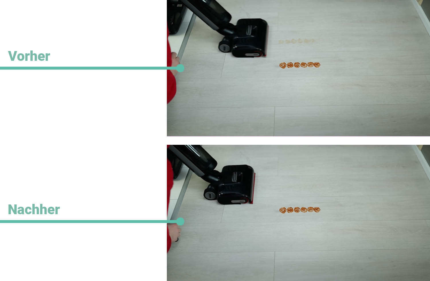 Trocken Kaffee Verschmutzung Reinigungsergebnis Dreame h15 Pro