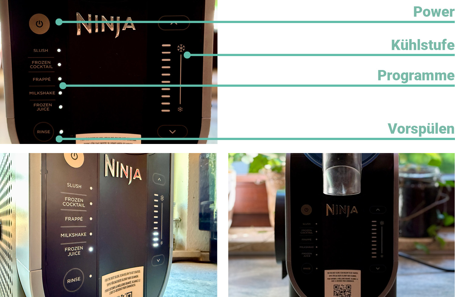 Über dieses Bedienfeld wird die Ninja SLUSHi gesteuert