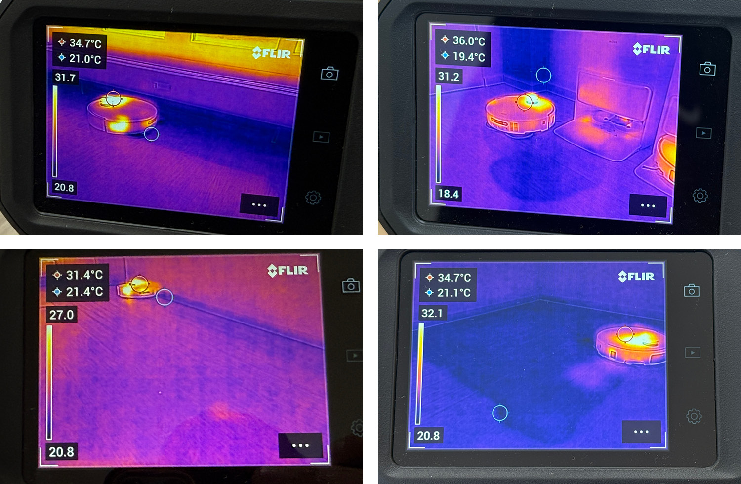 Wie man sieht, scheint keine sonderliche Hitze nach dem Wischen auf dem Boden zurückbleiben