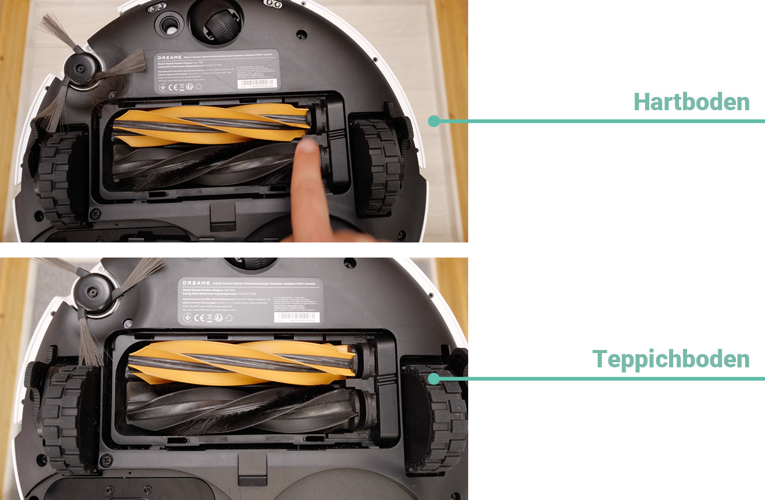 Auf Hartboden hat er sich Haare in der Bürste eingefangen, aber auf Teppichboden hat der Dreame L40s Pro Ultra abgeliefert