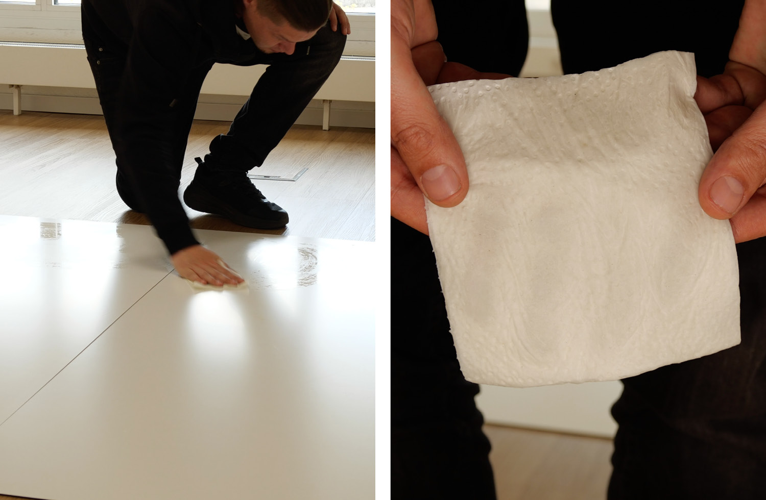 Auf dem Boden ist so gut wie kein Schmutz mehr zurückgeblieben