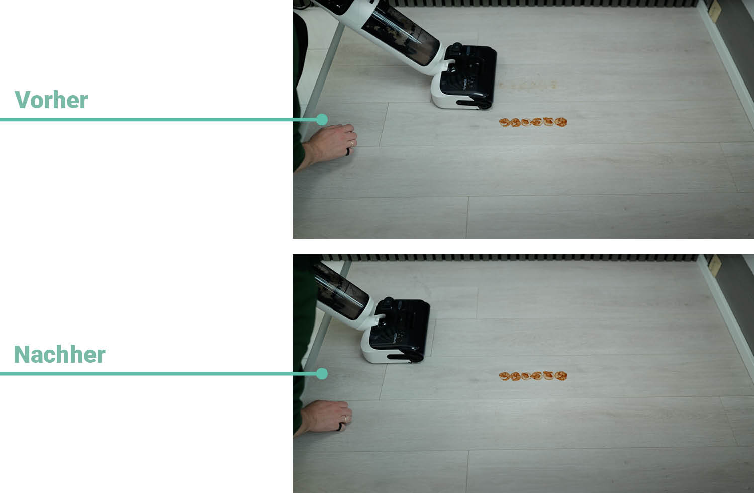 Das Reinigungsergebnis bei trockenem Kaffee