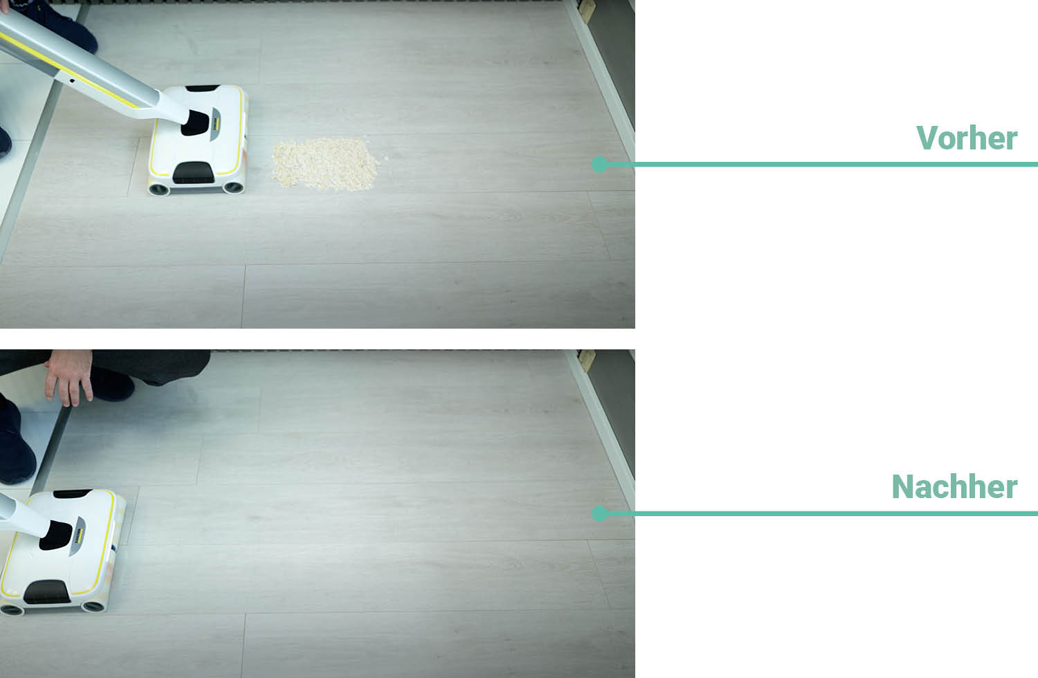 Das Reinigungsergebnis des Kärcher FC 8 bei dickflüssigen Verschmutzungen