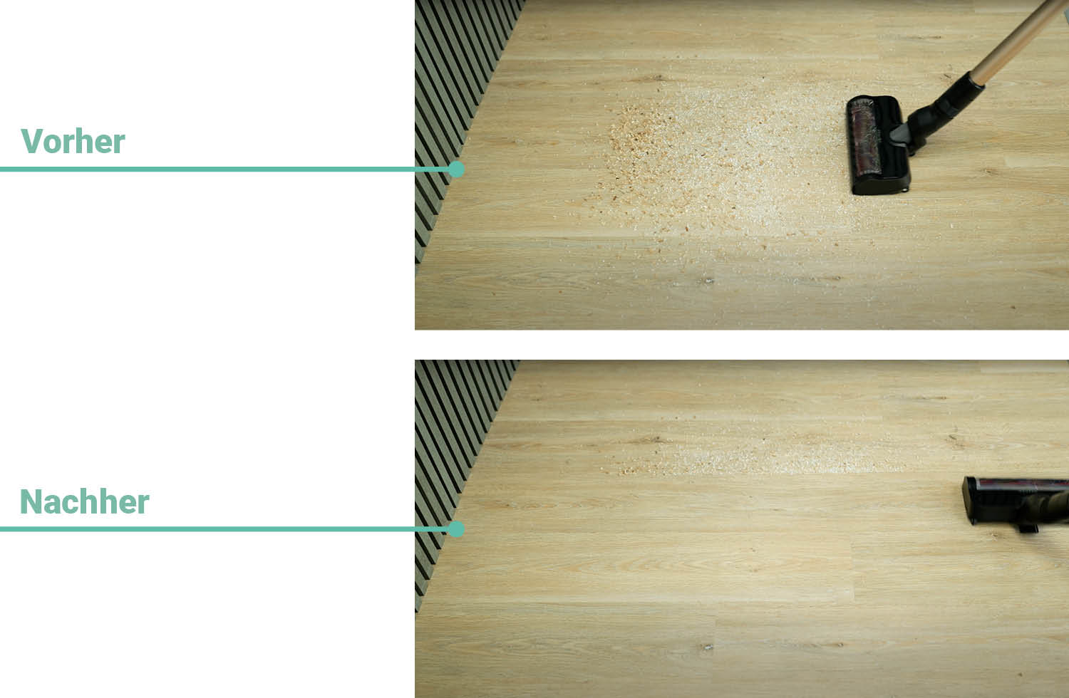 Das Testergebnis des Der Filter des Miele Duoflex HX1 Total Care auf Hartboden