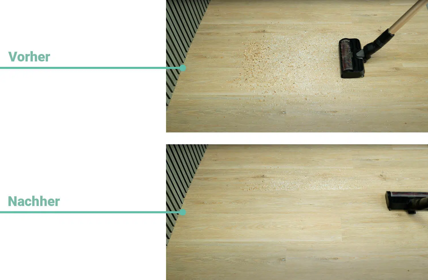 Das Testergebnis des Der Filter des Miele Duoflex HX1 Total Care auf Hartboden