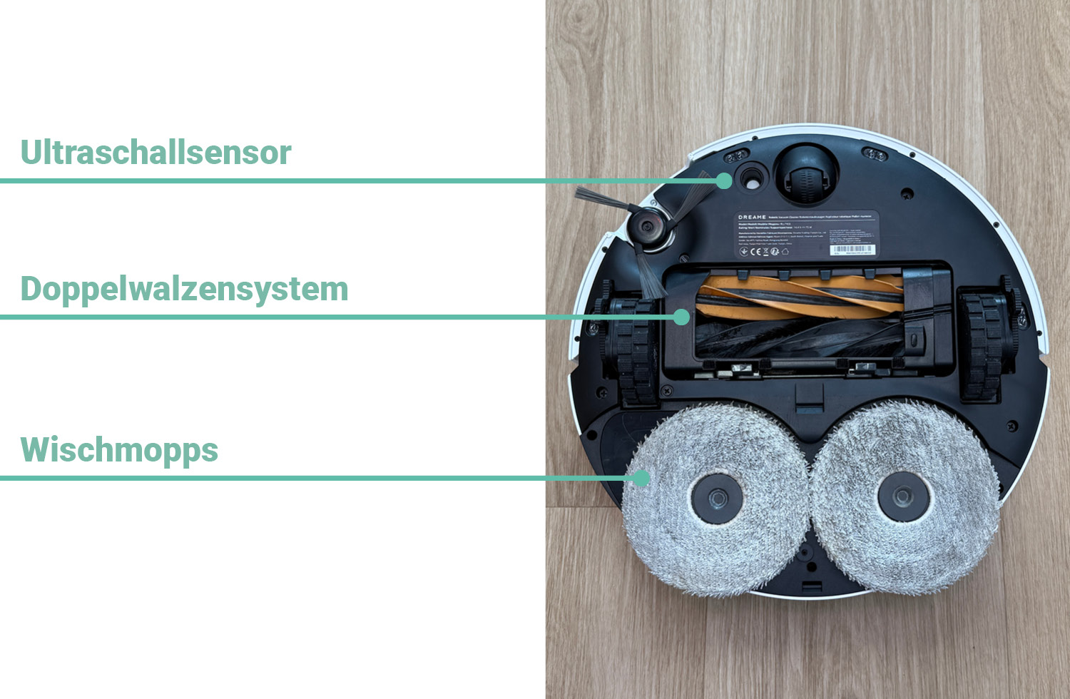 Das alles befindet sich auf der Unterseite des Dreame L40s Pro Ultra
