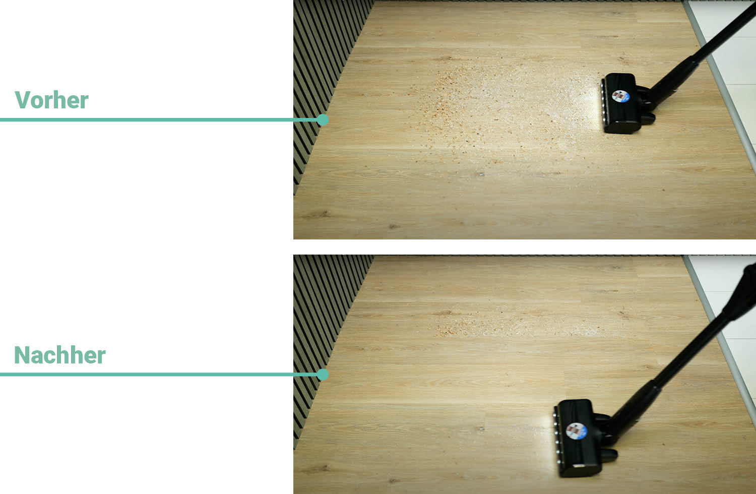 Die Reinigungsleistung auf Laminat des Bosch Unlimited 10