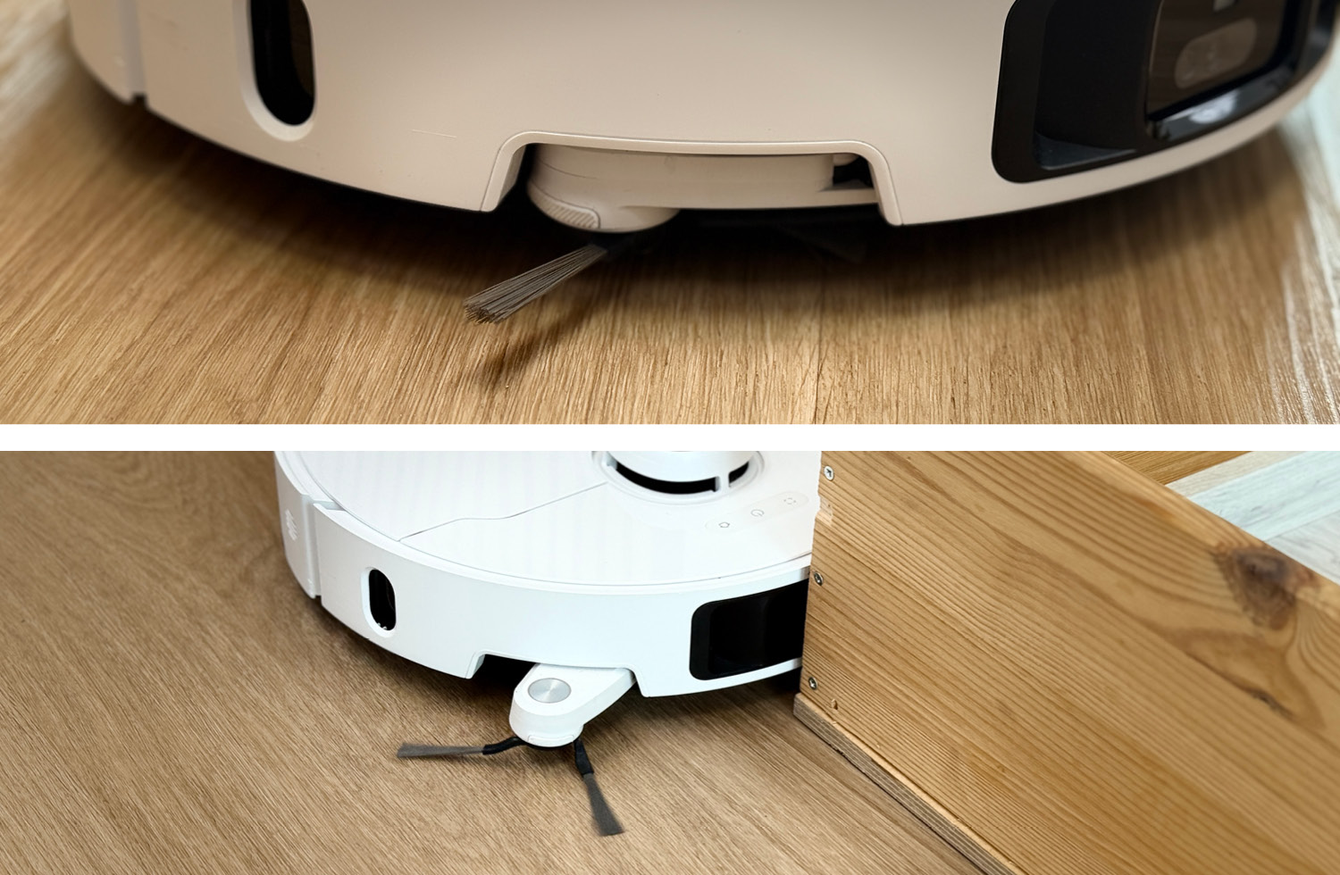 Die Seitenbürste des Dreame L40s Pro Ultra fährt nicht nur aus, sondern kann auch angehoben werden