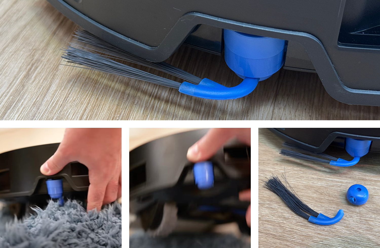 Die anhebbare und rotierende Seitenbürste ist uns im Test einfach abgerissen