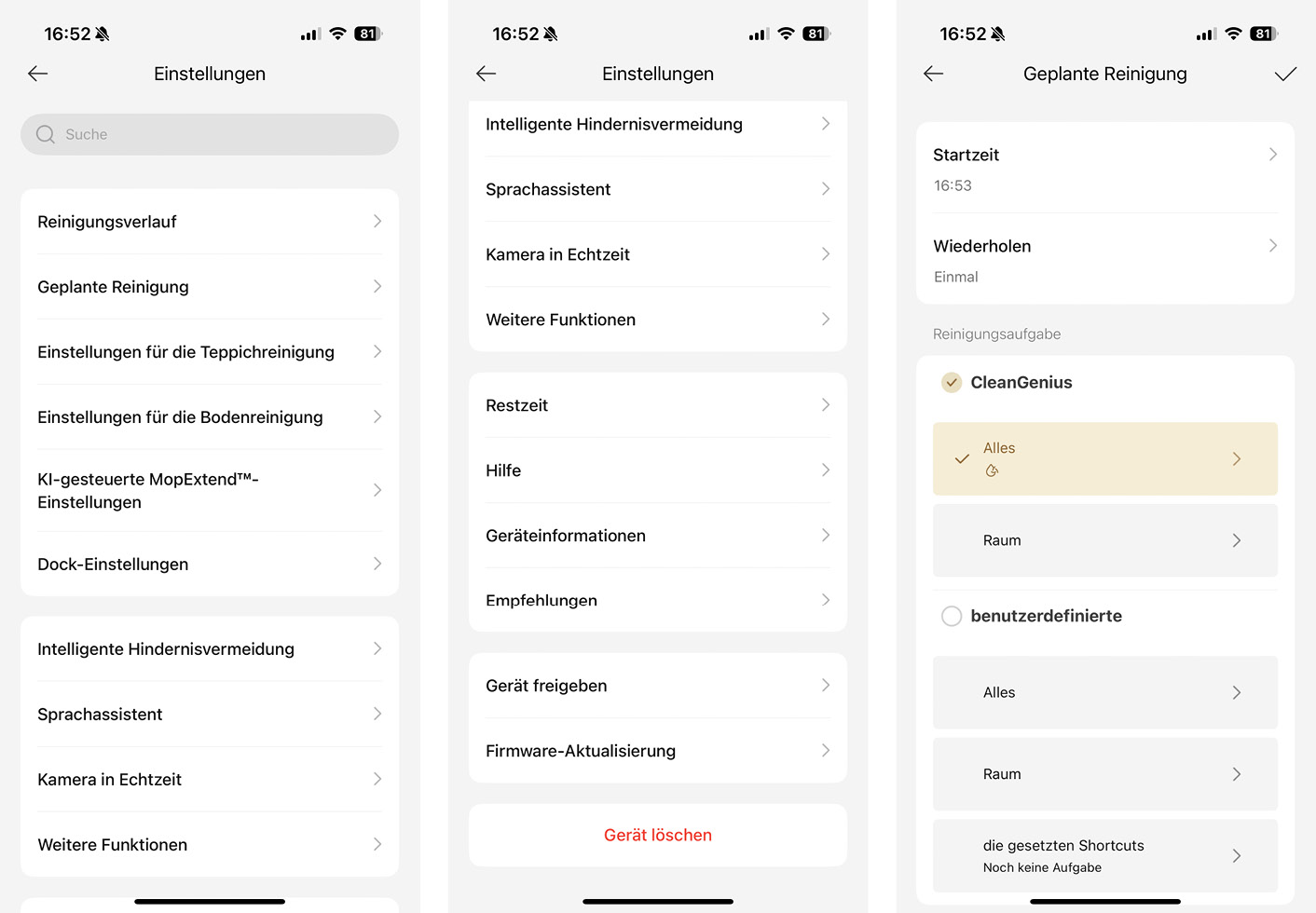 Dreame L40s Pro Ultra - App - Einstellungen
