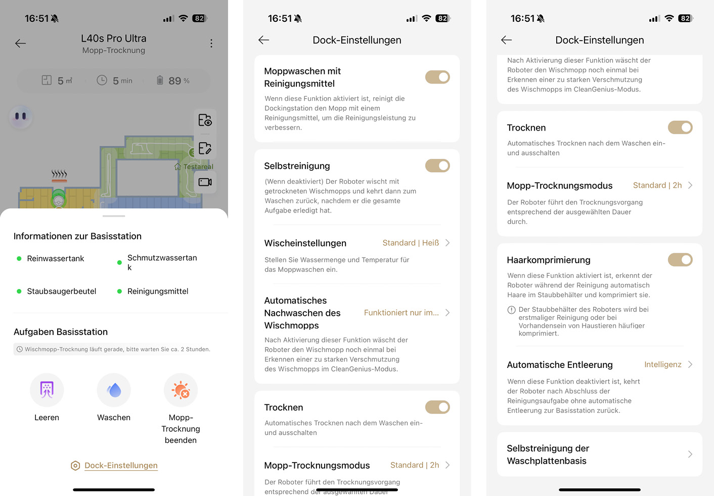 Dreame L40s Pro Ultra - App - Station