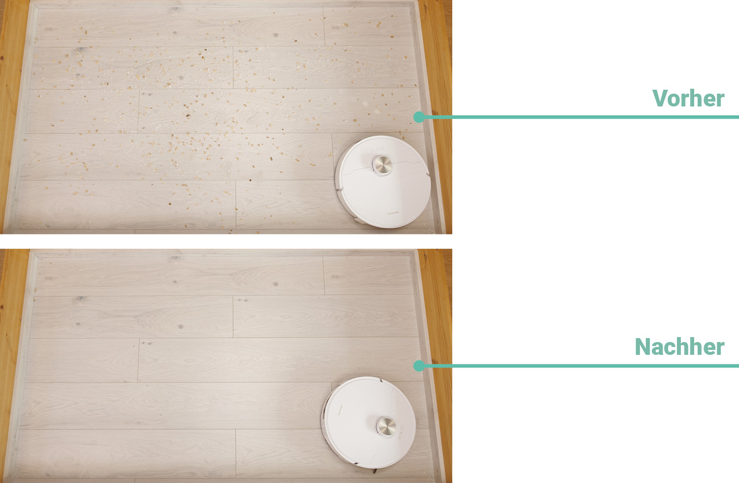 Dreame L40s Pro Ultra - Die ermittelte Saugleistung auf Hartboden