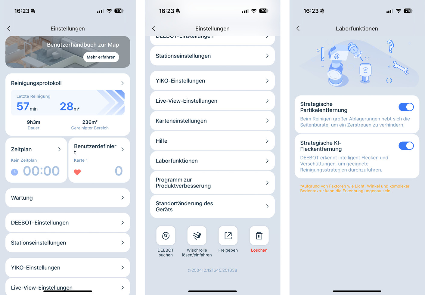 ECOVACS DEEBOT X9 PRO OMNI - App - Einstellungen