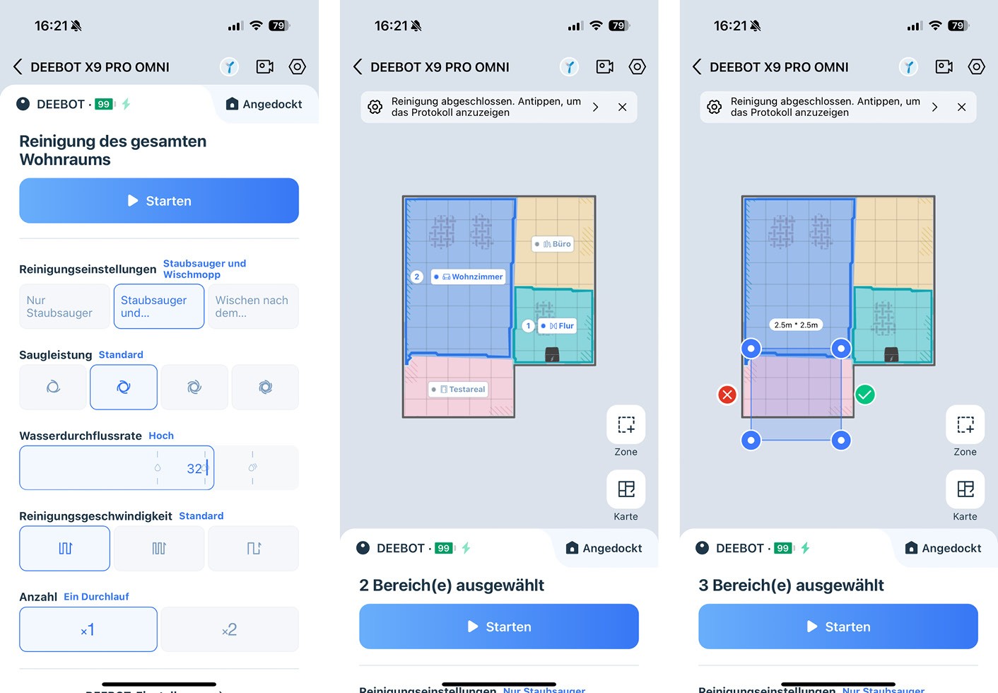 ECOVACS DEEBOT X9 PRO OMNI - App - Reinigung