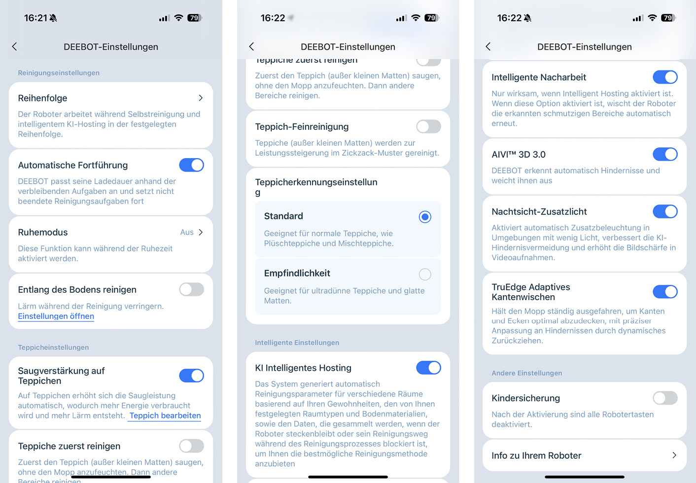 ECOVACS DEEBOT X9 PRO OMNI - App - Robotereinstellungen