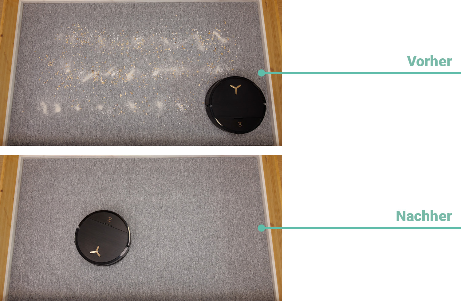 ECOVACS DEEBOT X9 PRO OMNI - Die ermittelte Saugleistung auf Teppichboden