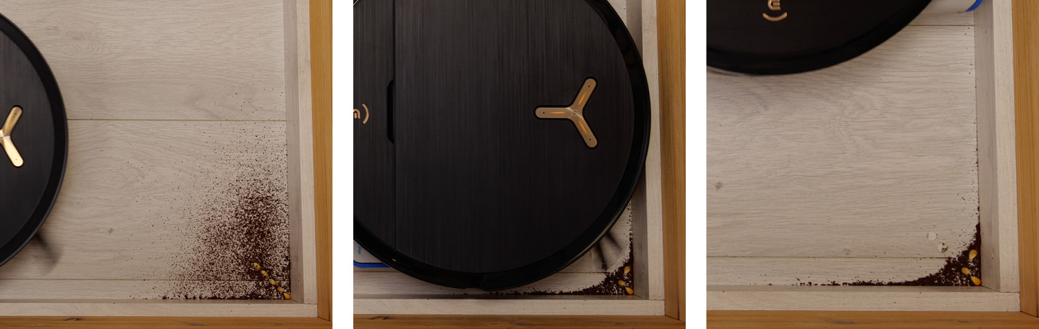 ECOVACS DEEBOT X9 PRO OMNI - Die ermittelte Saugleistung in Ecken