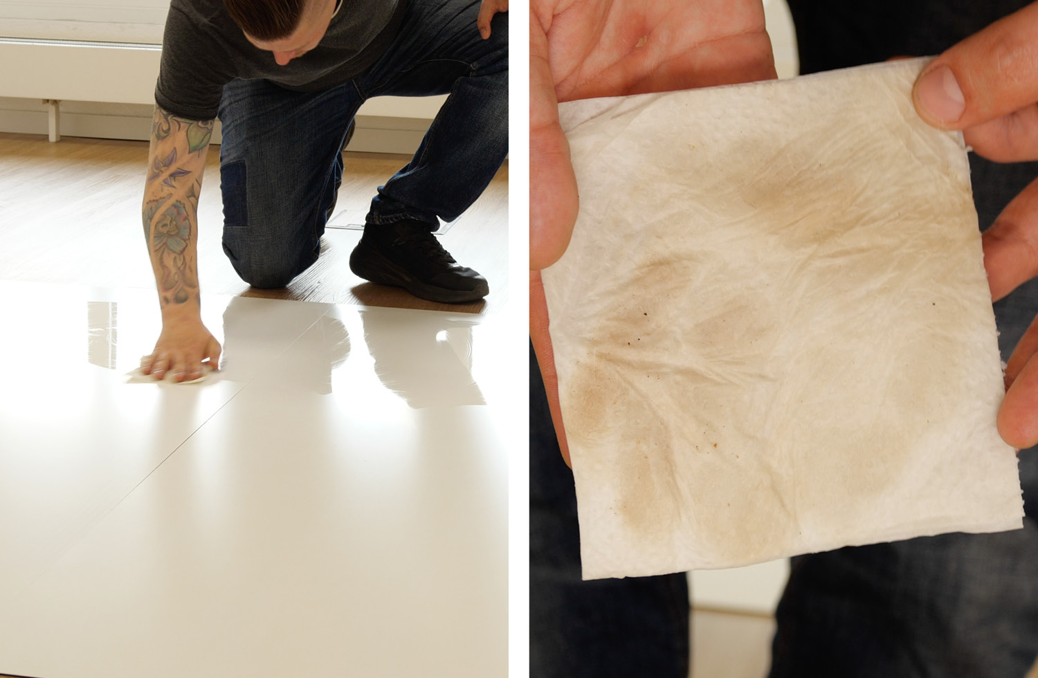 Etwas Schmutz hat der Dreame L40s Pro Ultra auf dem Boden hinterlassen