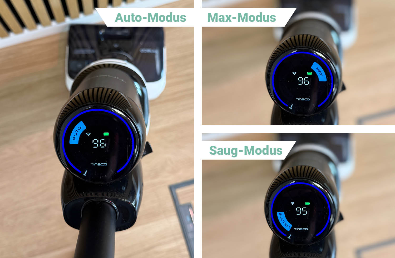 Hier seht ihr die Modi des Tineco Kombigerät