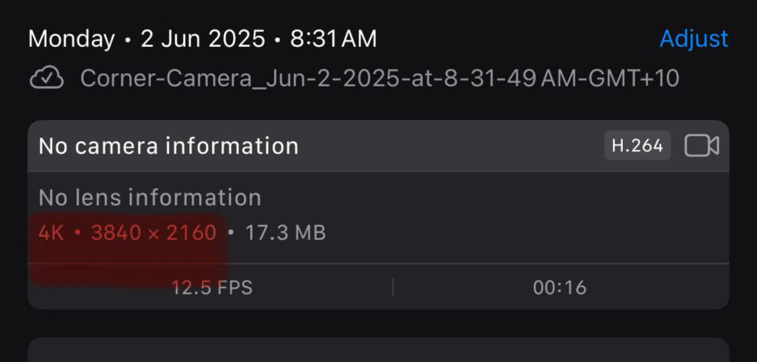 HomeKit Secure Video 4K Speicherung