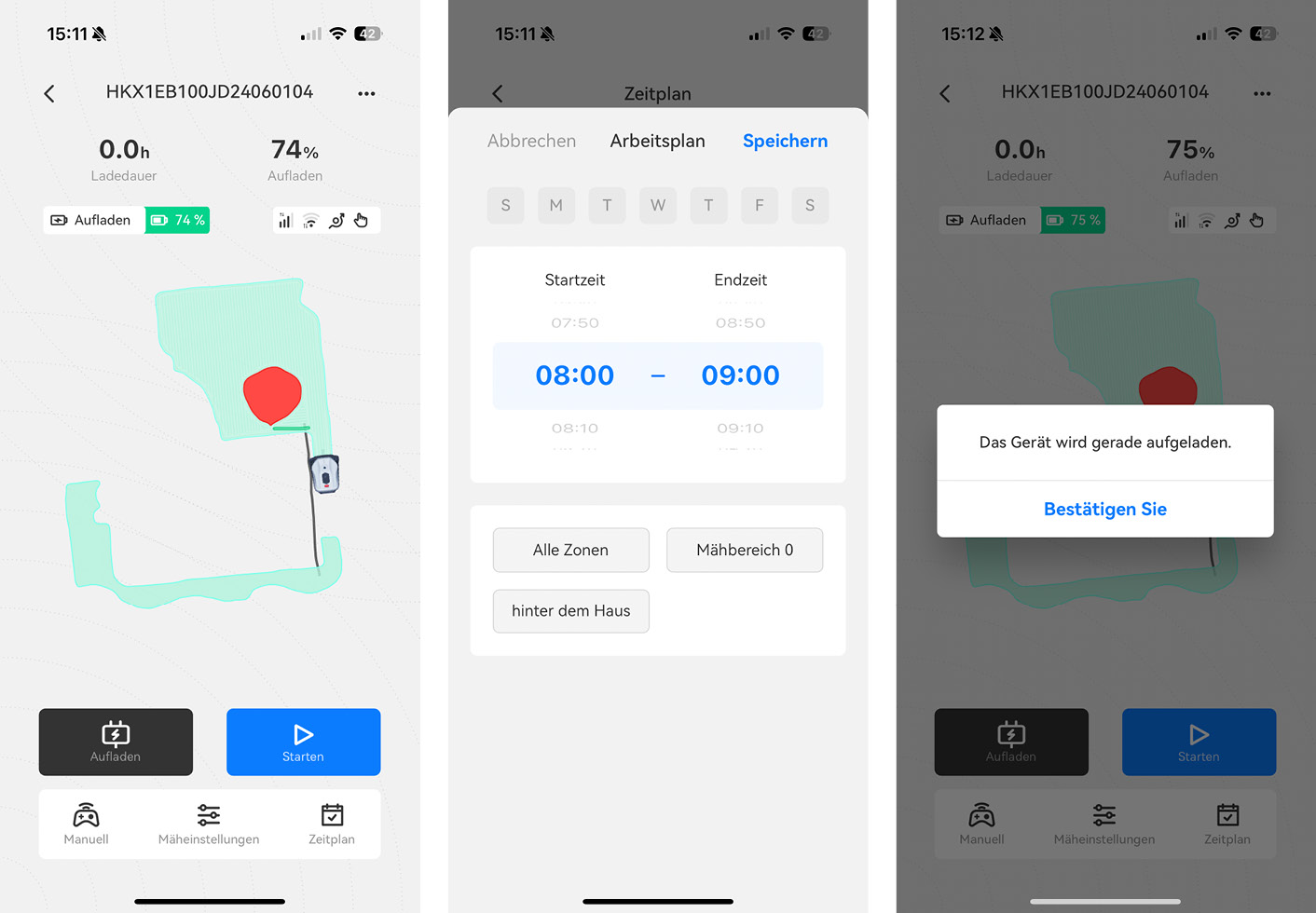 Hookii Neomow X - App - Kartenansicht