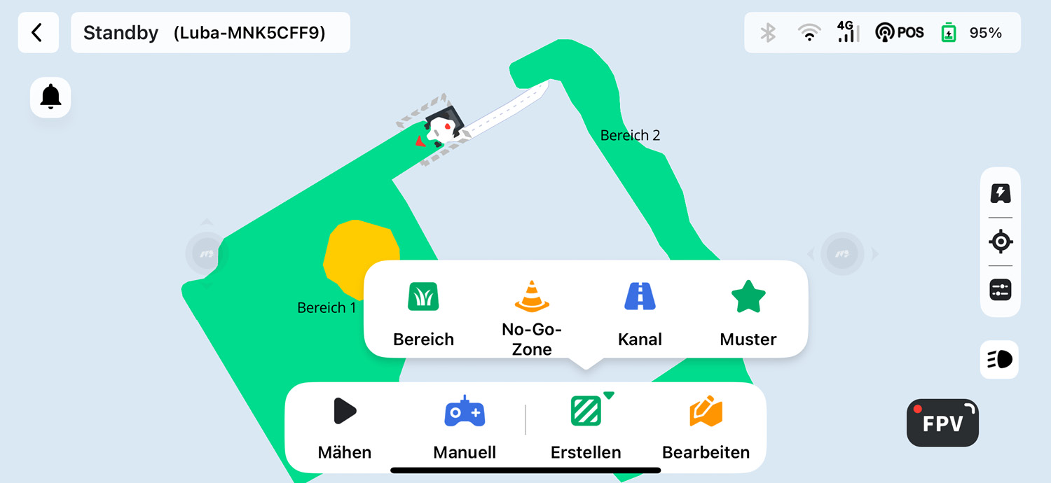 Mammotion LUBA Mini AWD - App - Kartenbearbeitung